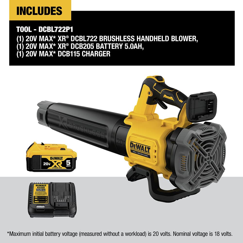 DEWALT 20V MAX* XR Leaf Blower, 125-MPH, 450-CFM (DCBL722P1) - WoodArtSupply