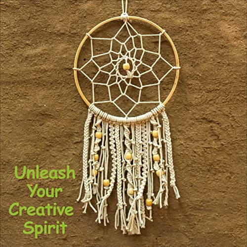 Mandala Life ART DIY Beginners Macrame Dream Catcher Kit - Set of 3 Wooden Rings Rope and Beads - Make Your Own Bohemian Wall Hanging -Hobby - WoodArtSupply