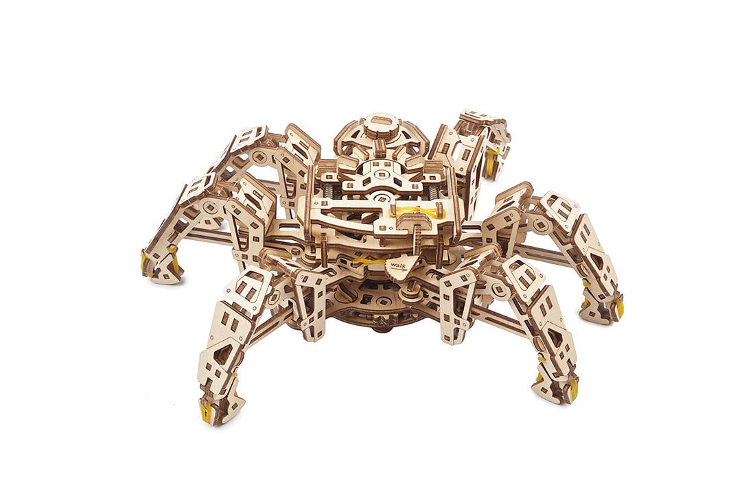 UGEARS Hexapod Explorer 3D Puzzle - Mechanical Spider Robot with Powerful Spring Motor - 3D Wooden Puzzles for Adults and Kids 3D Puzzles Wooden UGEARS