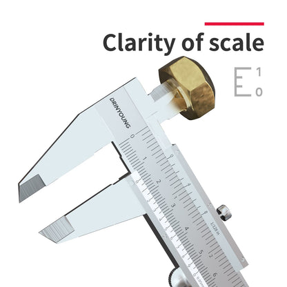 Vernier Caliper Calipers Measuring Tool Micrometer Carbon Steel Inch/Metric 0-6"Range 1/128 Inch Dual Reading Scale Professional High Accuracy Metal - WoodArtSupply