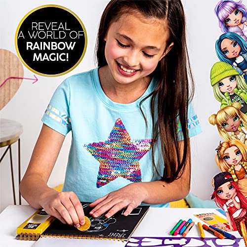 Horizon Group USA Rainbow High Scratch ‘n Style Fashion Sketchbook, Scratch Art, Coloring Book, Includes Stencils, Crayons, Scratch Art Stickers & Horizon Group USA