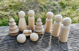 Nativity Wood Dolls, Baby Jesus and Manger, Mary, Joseph, 2 Blank Sheep, 3 Wisemen, 2 Miniature Trees, DIY Peg Dolls, Unfinished Pegs Generic