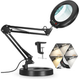 Veemagni 10X Magnifying Glass with Light, 5 Color Modes Stepless Dimmable 2-in-1 Desk Lamp and Clamp, LED Lighted Magnifier with Light and Stand, Veemagni
