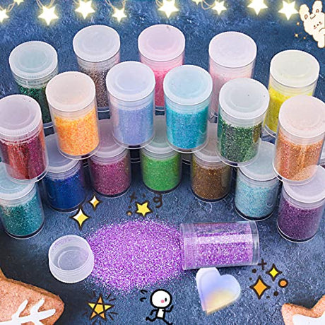 Ultra Fine Glitter 36 Assorted Colors Set, Holographic Glitter Powder for Tumblers, Slime Epoxy Resin Arts and Crafts Glitter, Iridescent Cosmetic Linwulte