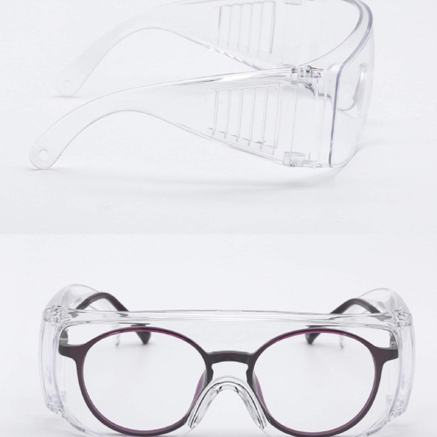 Safety Glasses (2 Pack) Anti Fog & Shattered Proof, ANSI Z87.1 & EN 166 UV Resistant Protective Eyewear Safety Goggles, Wide Frame Eye Shield Goggles Euxor