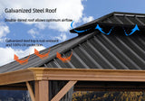 PURPLE LEAF 12' X 20' Outdoor Hardtop Gazebo for Patio Galvanized Steel Double Roof Permanent Canopy Teak Finish Coated Aluminum Frame Pavilion PURPLE LEAF