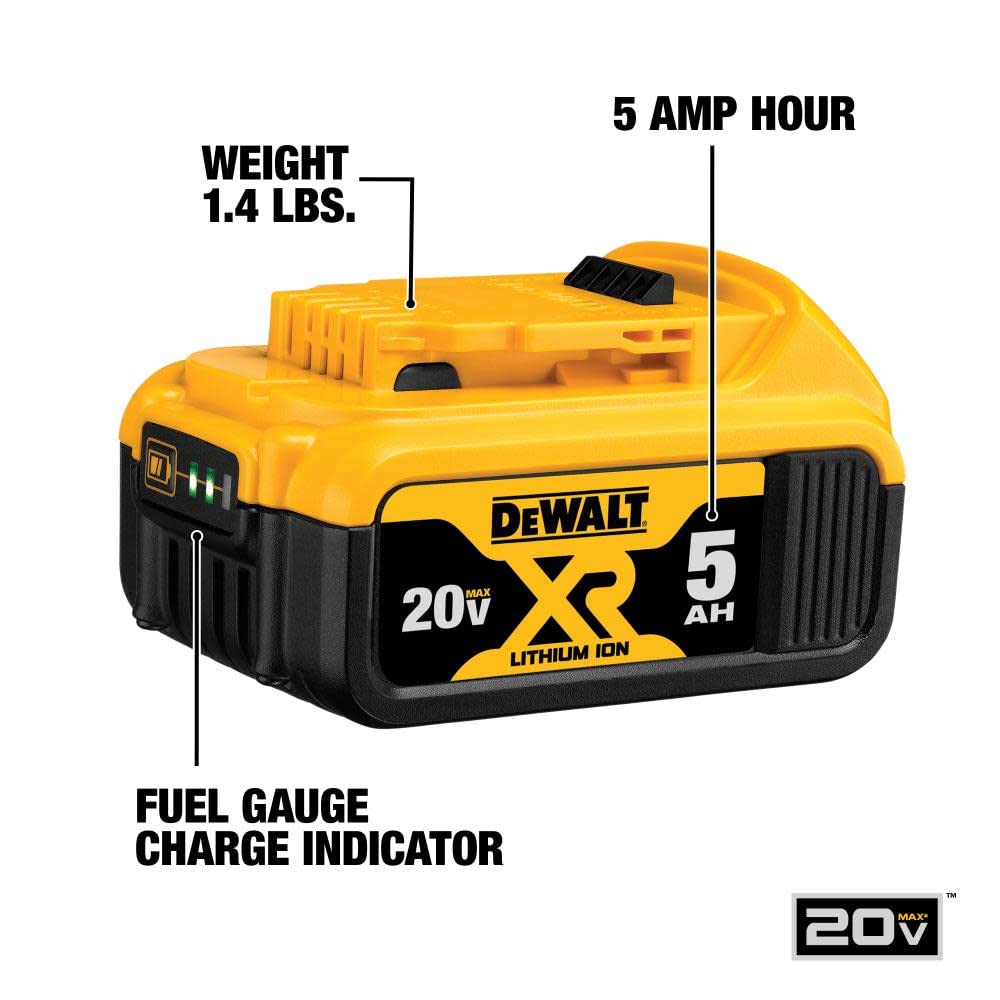 DEWALT 20V MAX Battery Charging Kit, Includes 2 Batteries, 5Ah, Includes Small Storage Bag (DCB205-2CK),Black - WoodArtSupply