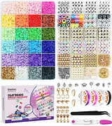Gionlion Clay Beads Bracelet Making Kit, 8000PCS Preppy Clay Beads Letter Beads Spacer Beads and Charms Kit for Friendship Jewelry Making, Crafts Gionlion