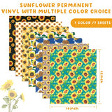 Tintnut Sunflower Permanent Vinyl - 7 Sheets 12"x10", Permanent Vinyl for Cricut Machine, Floral Permanent Vinyl Sheets, Permanent Adhesive Vinyl, Tintnut