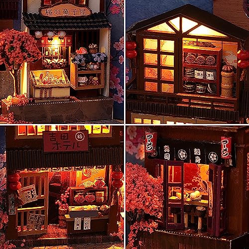 DIY Book Nook Kits, 3D Wooden Puzzles Bookshelf Insert Decorative Bookend Model Kits with LED,DIY Diorama Dollhouse Kit Crafts Hobbies Home Decor for