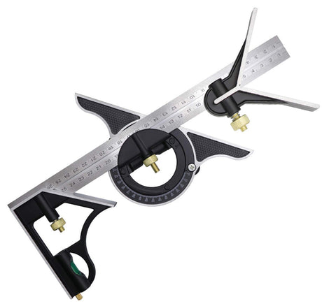 Square Angle Ruler,3Pcs/Set 300mm Stainless Steel t Square Ruler Adjustable Sliding Combination Square Square Ruler & Protractor Level Measure Terizger