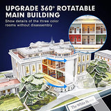CubicFun 3d Puzzles for Adults LED Rotatable White House with Detailed Interior Model Kit, Lighting 3d Puzzle US Architecture Building Family Puzzle CubicFun