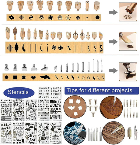 112PCS Wood Burning Kit-Wood Burning Tool Set with Digital LCD Display Pyrography Pen Adjustable WoodArtSupply
