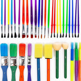 Paint Brushes -35 All Purpose Paint Brushes Value Pack – Includes 8 Different Types of Brushes WoodArtSupply