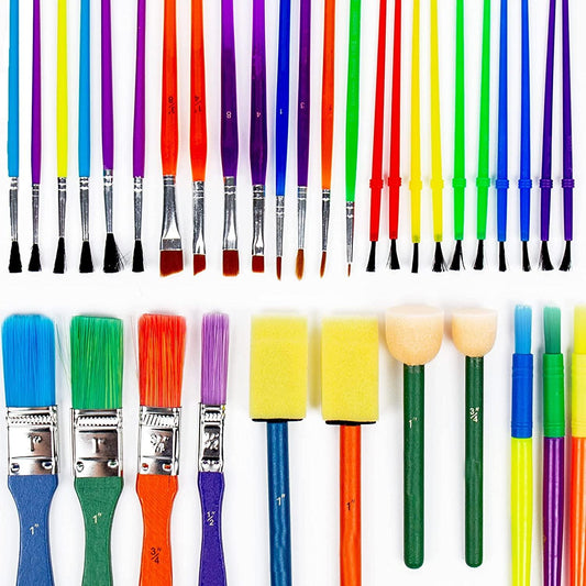 Paint Brushes -35 All Purpose Paint Brushes Value Pack – Includes 8 Different Types of Brushes - WoodArtSupply