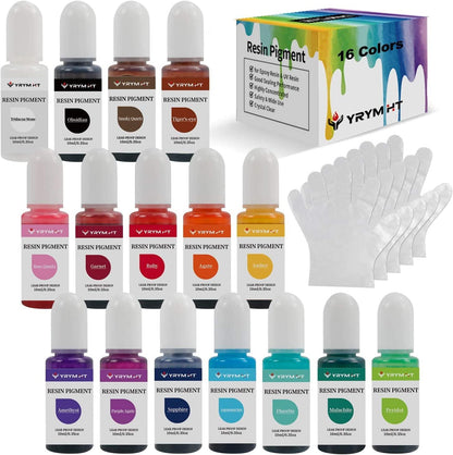 Epoxy Resin Pigment - 16 Colors Non-Toxic Epoxy Resin Color Pigment for Resin Coloring, Concentrated Resin Dye for Jewelry Making, Art, Paint, Crafts - 0.35Oz/10Ml Each - WoodArtSupply