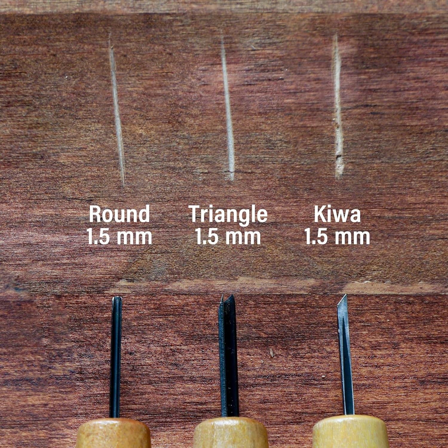 3PCS Bonsai Chisel Kit with round Gouge, Single Bevel Skewed and V-Parting Tool, Hand Carving Tool Set for Jin Shari Making, Woodworking Knife Pack WoodArtSupply