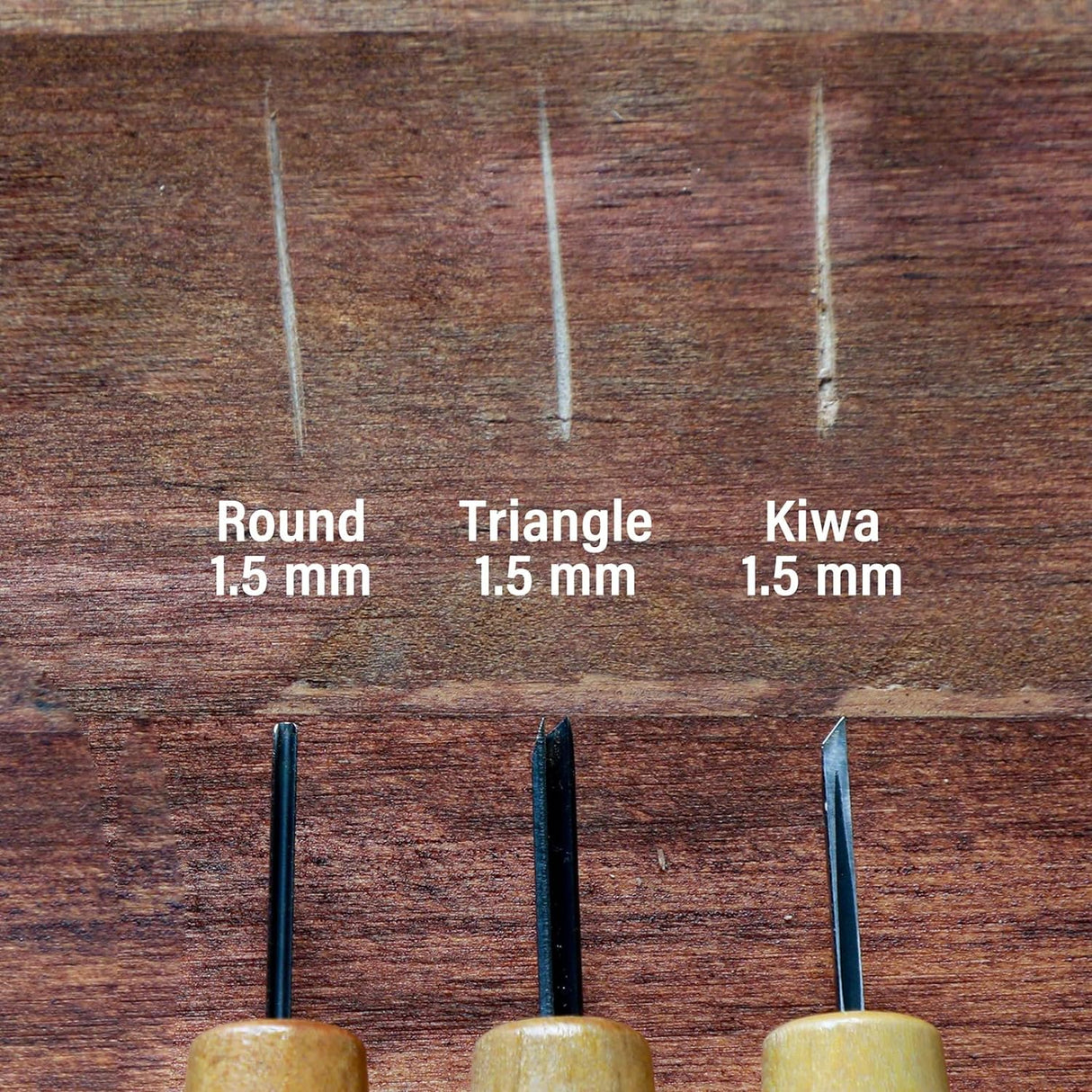 3PCS Bonsai Chisel Kit with round Gouge, Single Bevel Skewed and V-Parting Tool, Hand Carving Tool Set for Jin Shari Making, Woodworking Knife Pack WoodArtSupply