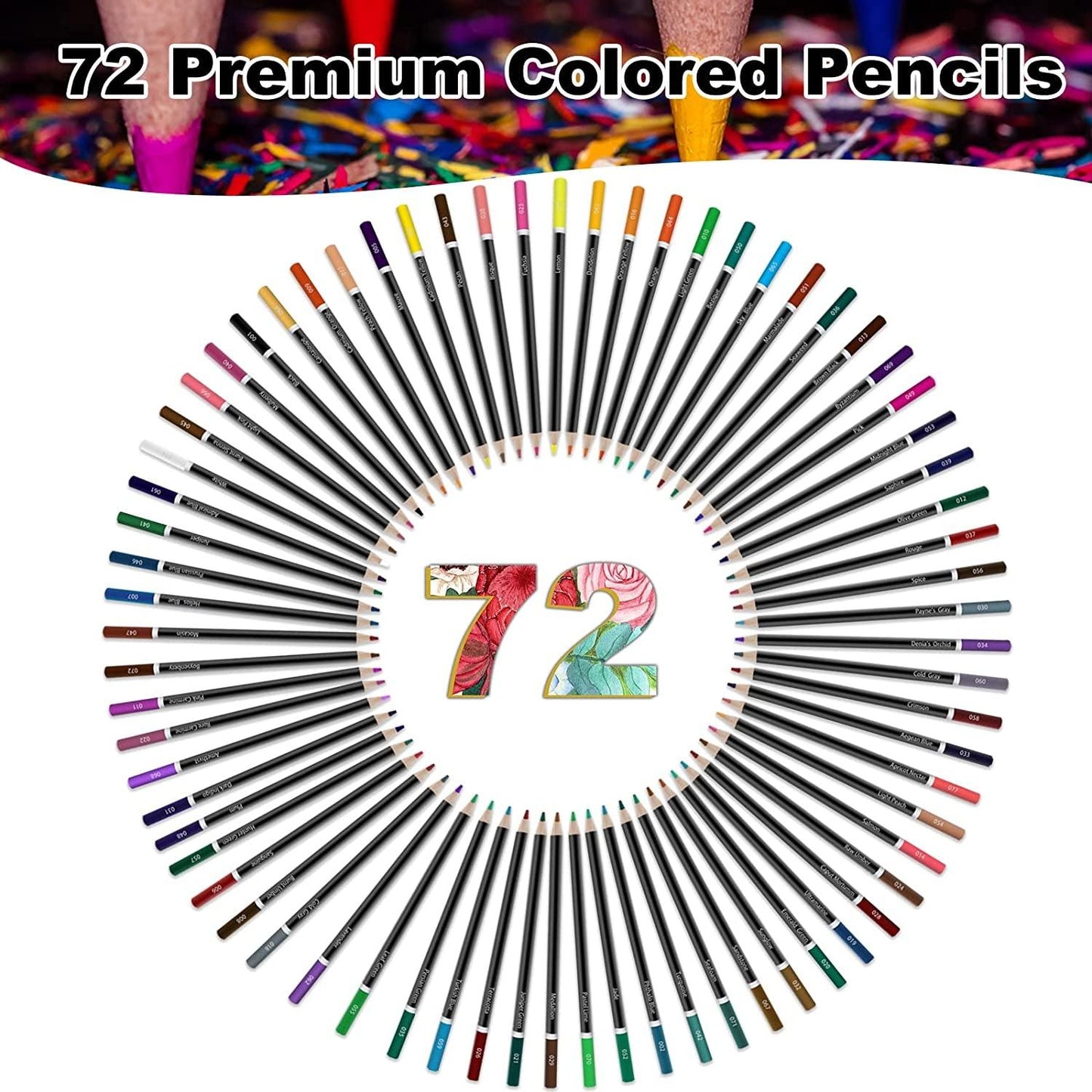 Colored Pencils for Adult Coloring Books, 72 Colored Professional Drawing Pencils, Art Supplies - WoodArtSupply