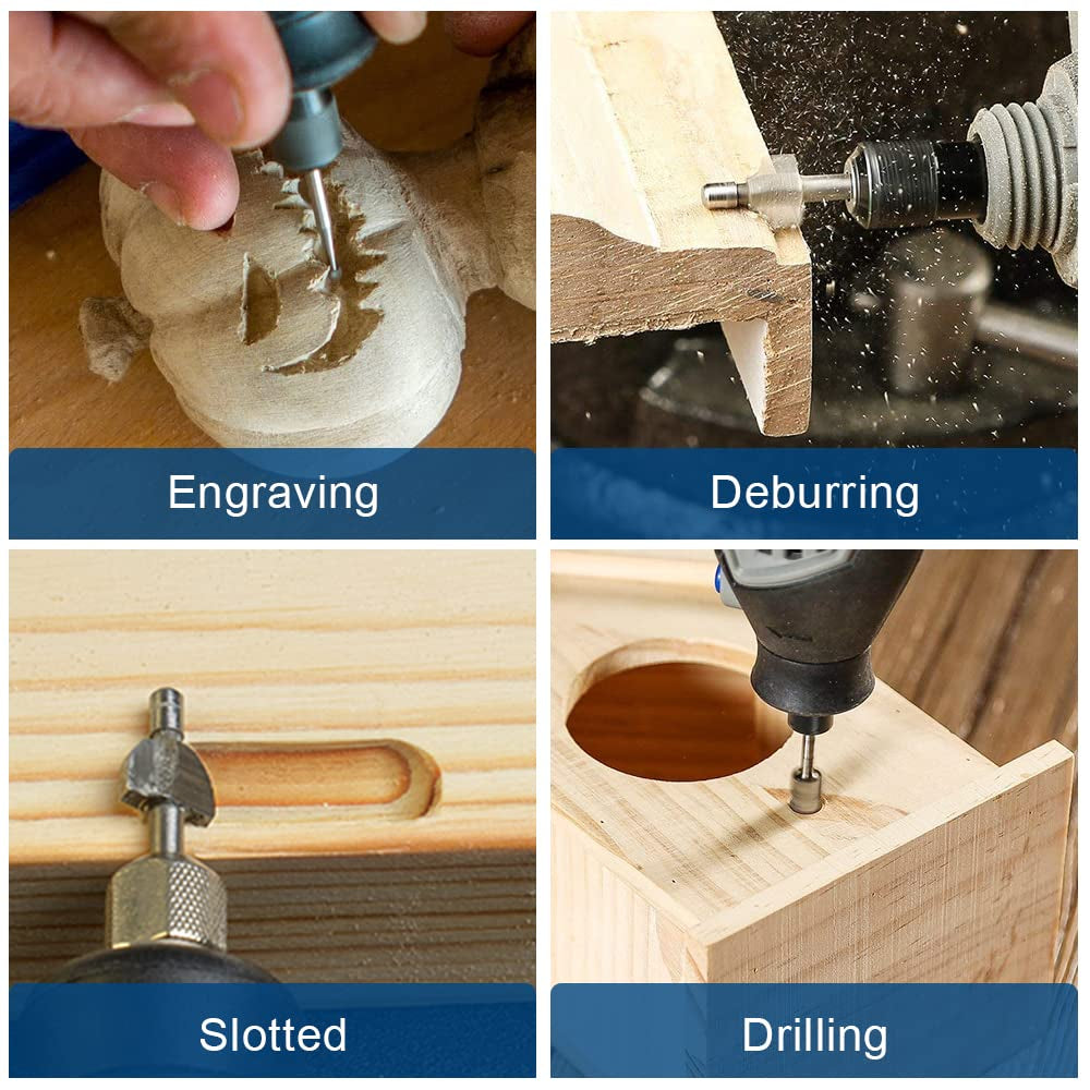 Wood Carving Bits Engraving Router Bit, 20Pcs HSS Different Rotary Burr Set with 1/8"(3Mm) Shank for Rotary Tools for DIY Woodworking, Carving, WoodArtSupply