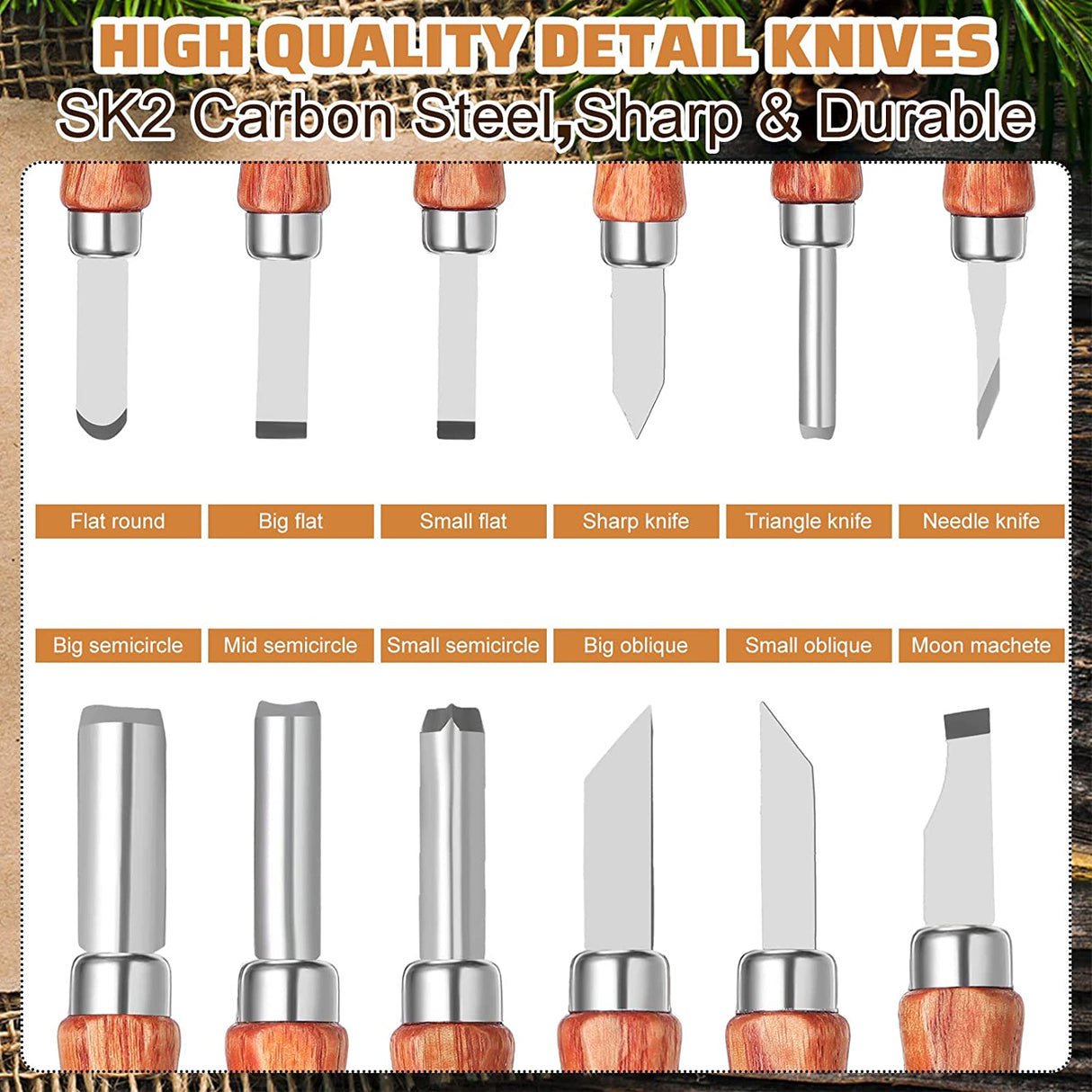 30 Pcs Wood Carving Tools Wood Whittling Kit Include Hand Carving Knife Set Wood Blocks Cut Resistant Gloves Sawdust Brush Sharpening Stone Polishing WoodArtSupply