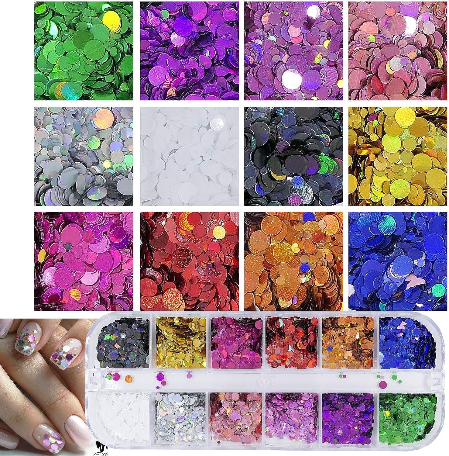 4 Boxes Holographic Nail Sequins Shapes Mixed Iridescent Nail Glitter Flakes Butterfly Hearts Star DIY Design Manicure Decorations Sets for Nail WoodArtSupply