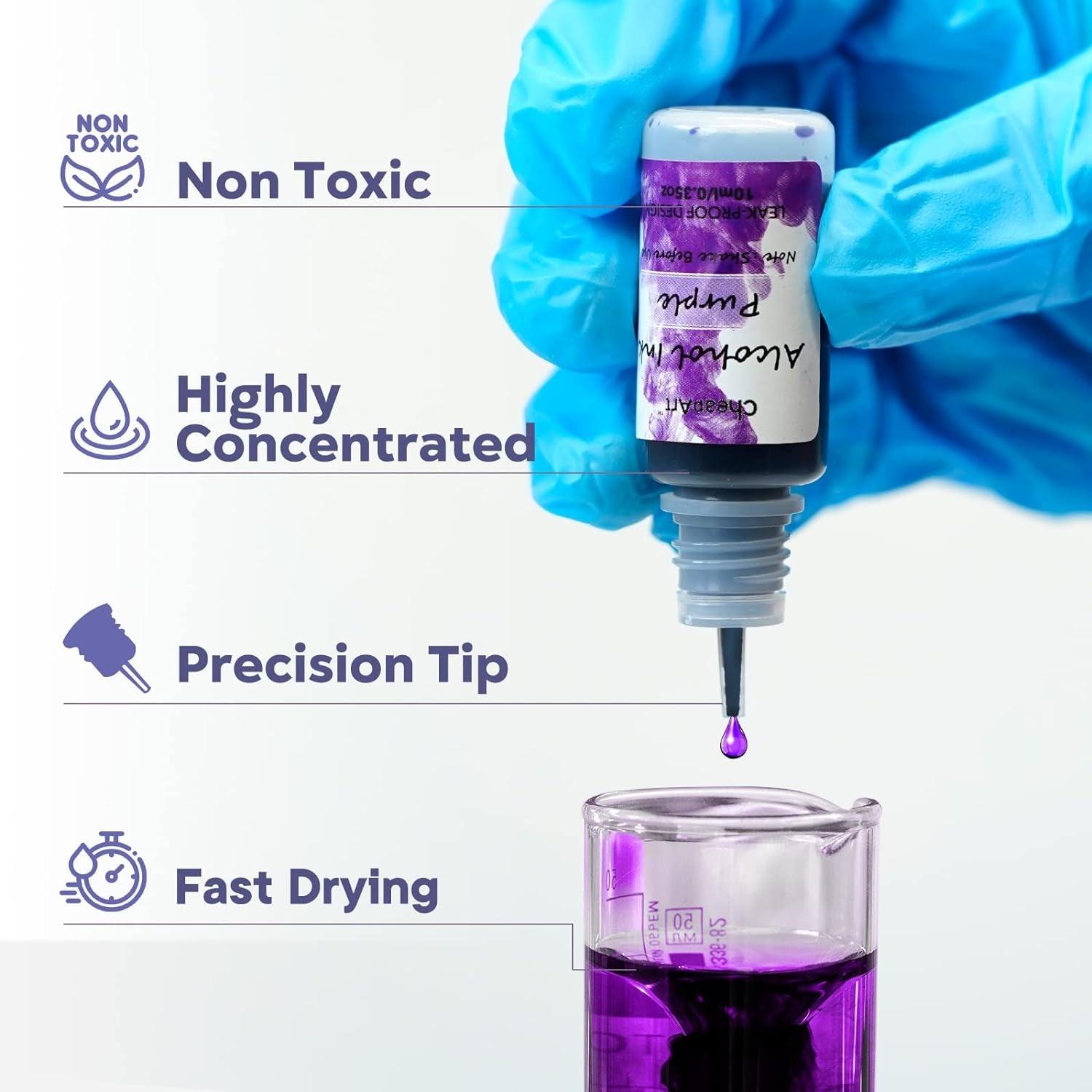 Alcohol Ink for Epoxy Resin - 24 Bottles Alcohol-Based Ink Set Vibrant Color High Concentrated Alcohol Paint Pigment Resin Ink for Resin Dye Crafts WoodArtSupply