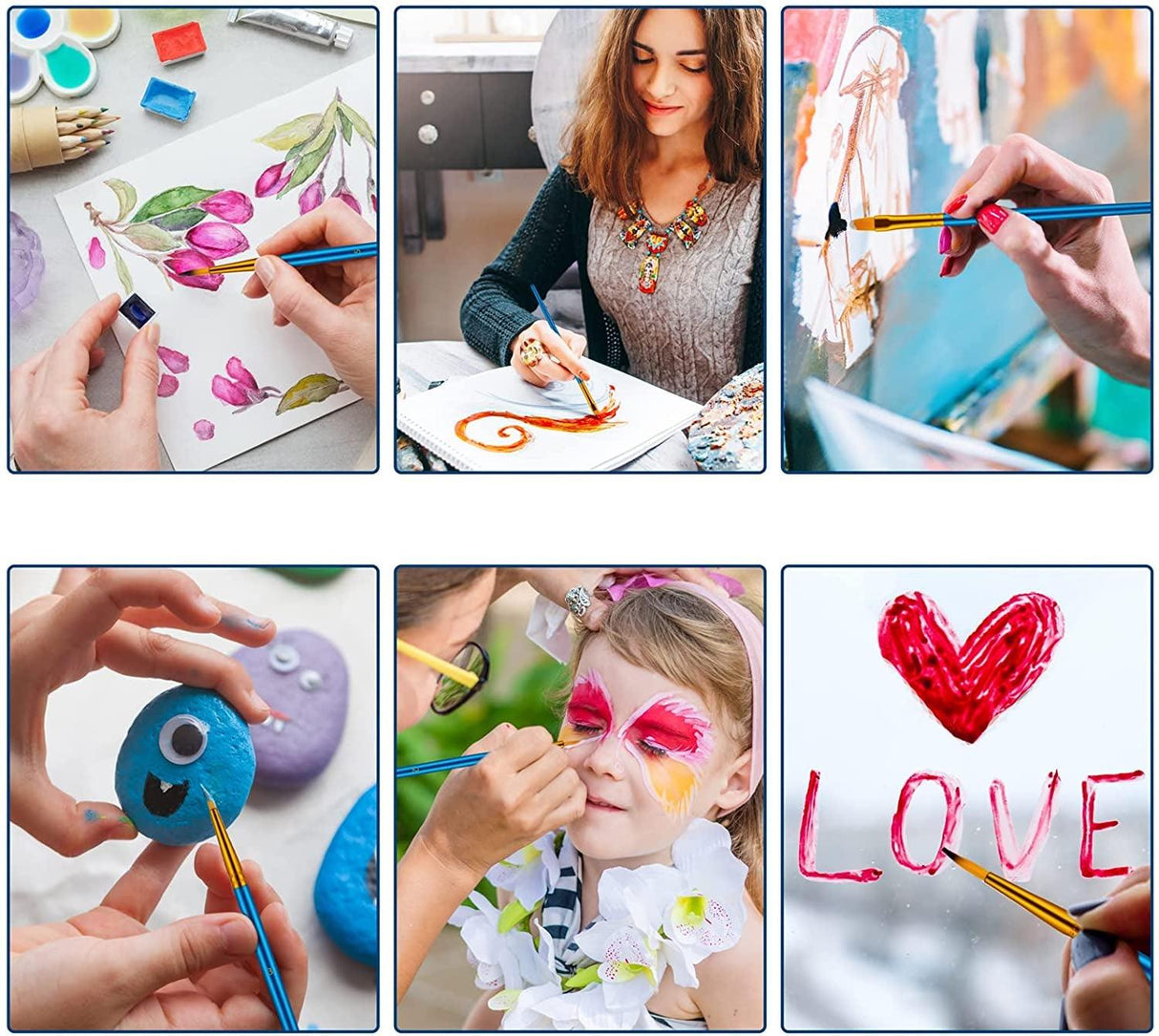 Paint Brushes Set, 20 Pcs Paint Brushes for Acrylic Painting, Oil Watercolor Acrylic Paint Brush WoodArtSupply