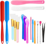 Silicone Stir Sticks Kit 16Pcs, Silicone Epoxy Brush, Silicone Stirring Tool, Mixing Spoon, Silicone Scraper DIY Crafts Tool for Resin Epoxy Liquid WoodArtSupply
