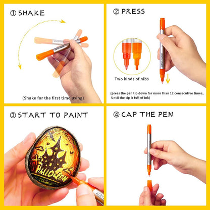 24 Colors Acrylic Paint Pens Paint Markers, 0.7Mm Extra Fine Tip, Acrylic Paint Pens for Rock Painting - WoodArtSupply