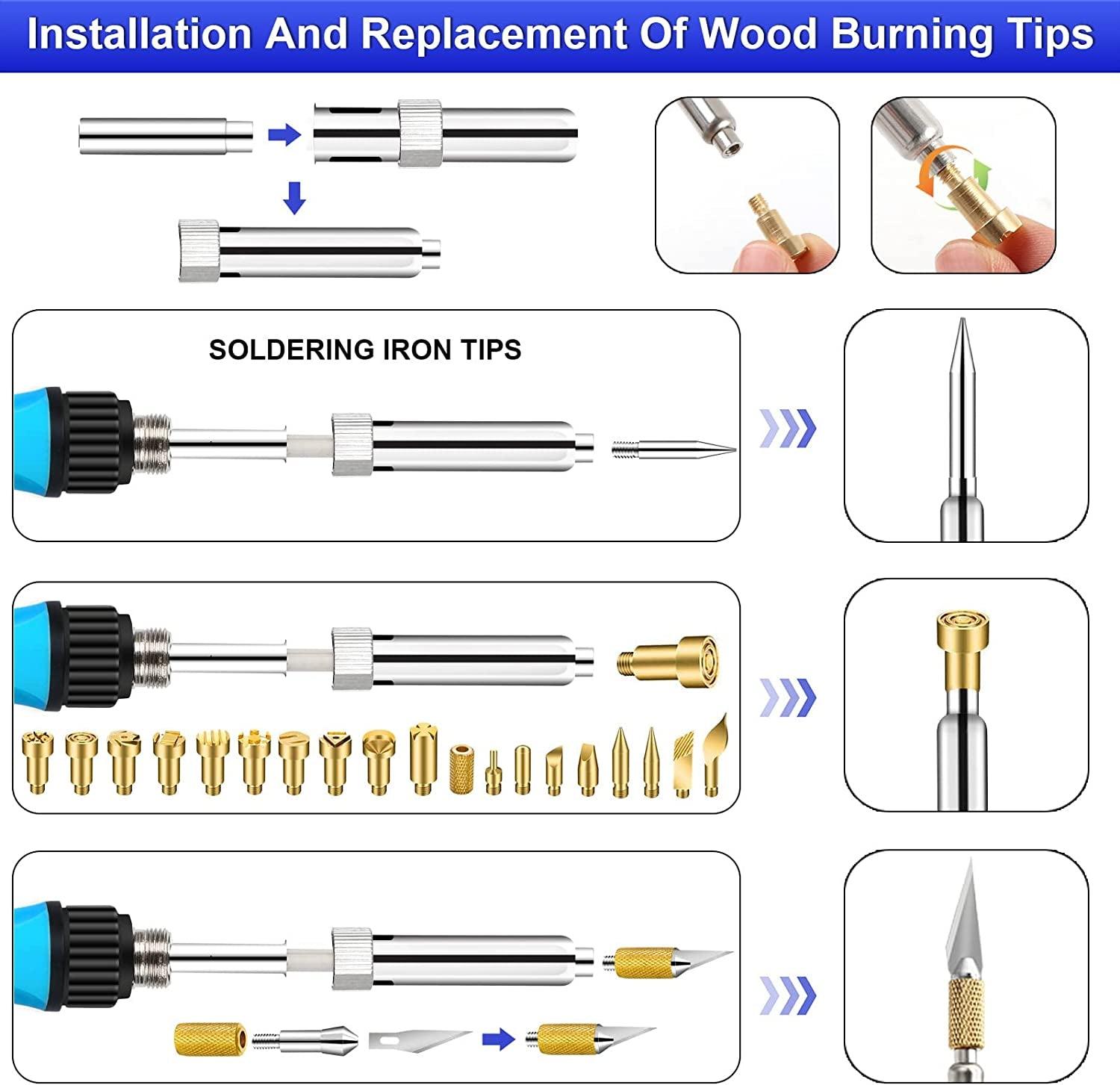 Wood Burning Kit 45PCS, Wood Burning Tool Pen with 22PCS Burning Tips, Adjustable - WoodArtSupply