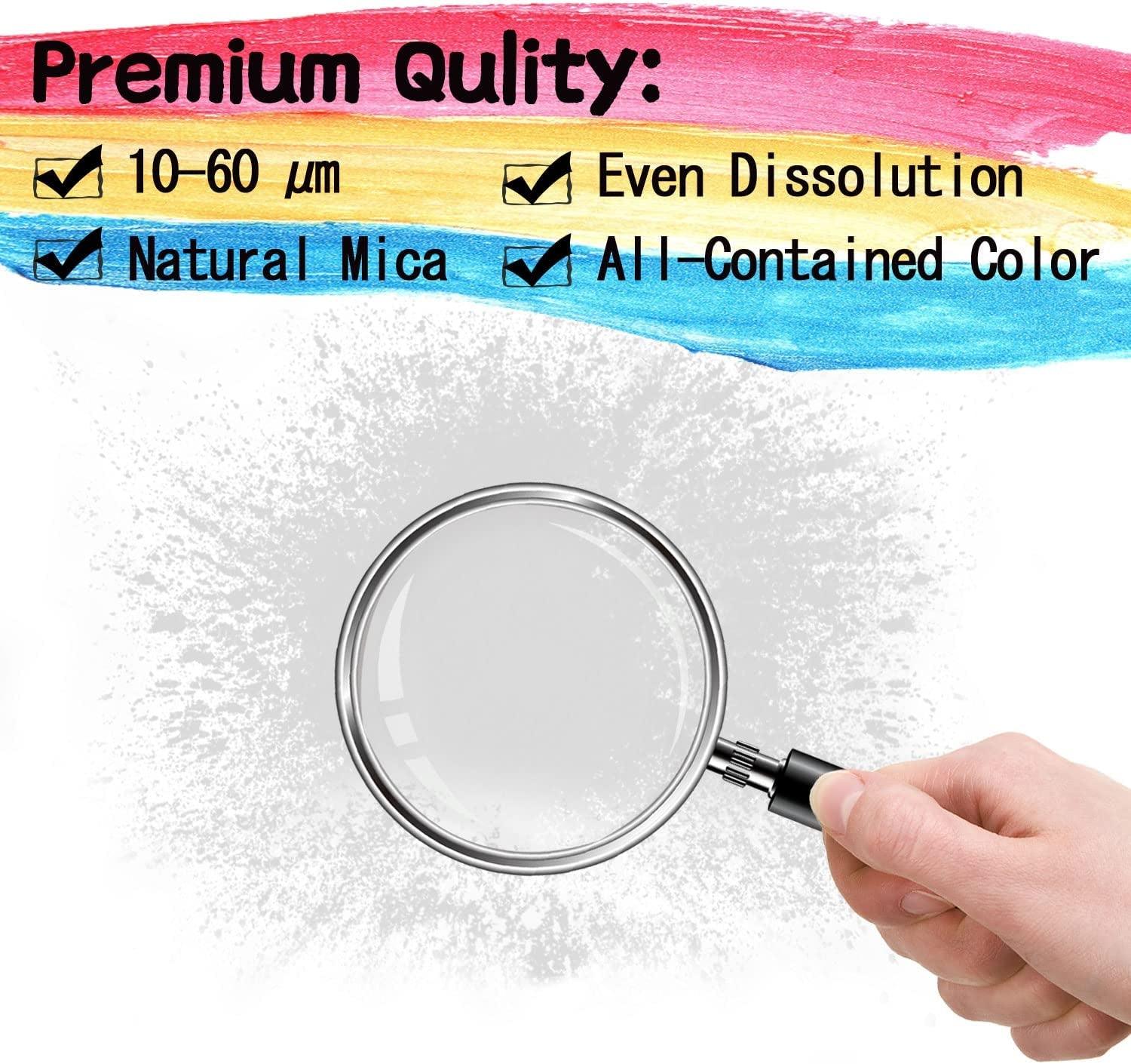 Mica Powder - 60G Mica Powder for Epoxy Resin - Pearl Pigment Powder Dye for Resin/Eye Shadow/Soap Making/Nails/Bath Bombs Etc. (White) WoodArtSupply