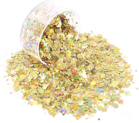 Holographic Chunky Glitter, Set of 12, Craft Glitter for Resin Art Crafts, Cosmetic Glitter for Nail Body Face Eye, Epoxy Resin Glitter Sequin Flake WoodArtSupply
