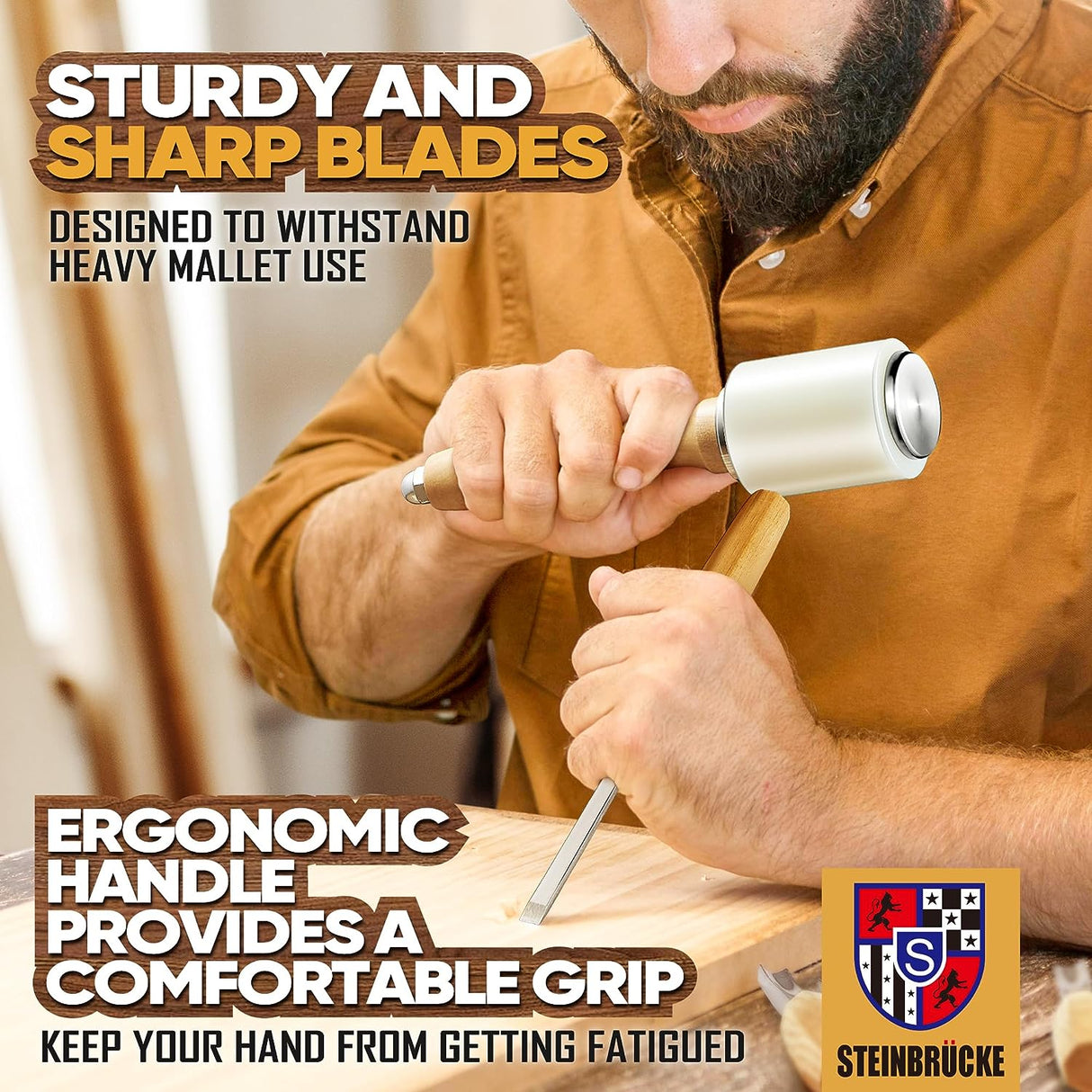 Wood Carving Kit, Wood Carving Tools Set of 12 Chisels and Wood Mallet with Canvas Case Gouges, Woodworking Chisel Set for Beginners and WoodArtSupply