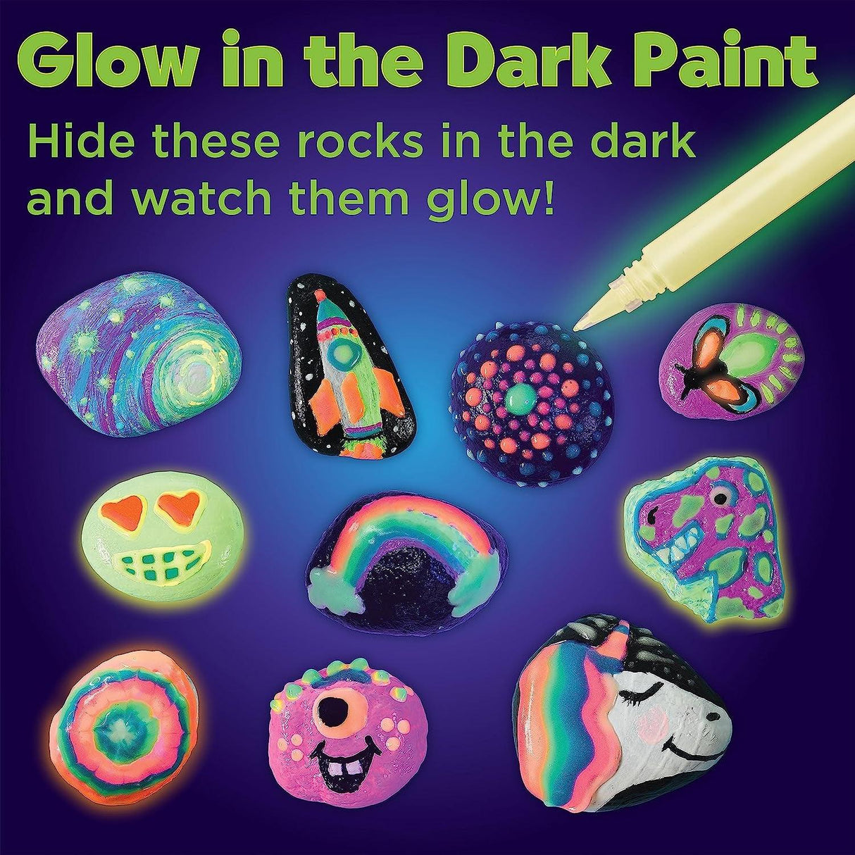 Creativity for Kids Glow in the Dark Rock Painting Kit - Painting Rocks Craft, Arts and Crafts WoodArtSupply