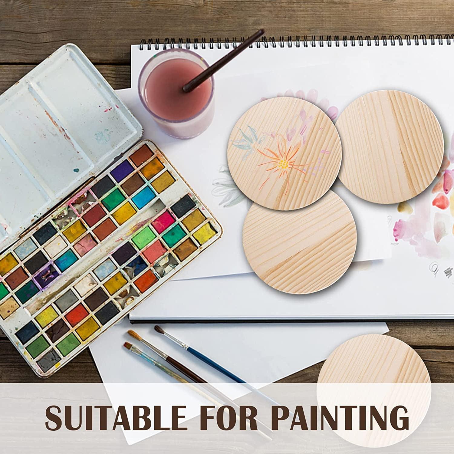 14Pcs Unfinished Wood Coasters, 4 Inch round Blank Wooden Coasters for Crafts with Non-Slip Silicon Dots WoodArtSupply