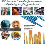 Acrylic Paint Brush Set, 1 Packs / 10 Pcs Watercolor Brushes Painting Brush Nylon Hair Brushes WoodArtSupply