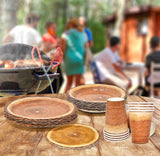 Rustic Wood Slice Paper Party Supplies Tableware Set 24 9" Plates 24 7" Plate 24 9 Oz Cups 24 Napkins WoodArtSupply