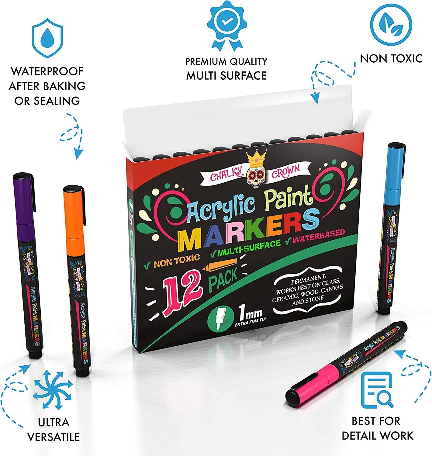 Acrylic Paint Markers 1Mm, Acrylic Paint Pens for Rock Painting/Stone, Ceramic, Glass WoodArtSupply