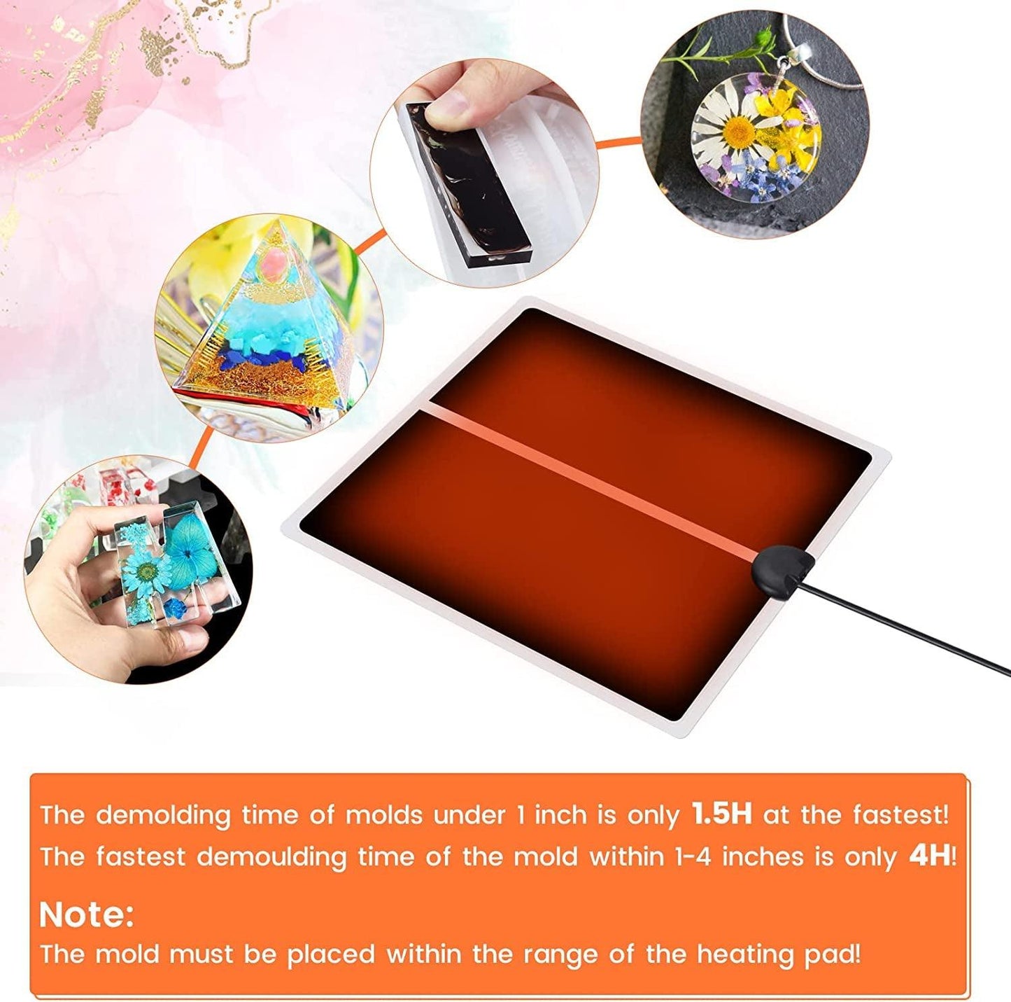 Epoxy Resin Heating Mat, Resin Curing Machine with Cover Timer, Quick Dry Tool Set Heater Coaster for Silicone Molds - WoodArtSupply