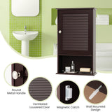 Tangkula Medicine Cabinet, Wall Mounted Bathroom Cabinet Single Door Wooden Bathroom Wall Cabinet with Adjustable Shelf (Brown) Tangkula