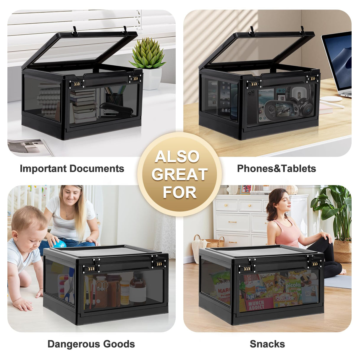 Large Lock Box for Personal Items, Combination Lockable Storage Box for Office Locker/School/Medicine/Snacks/Phone Jail/Electronic/Home Lalifebuss