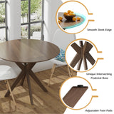 Giantex 36" Round Wood Dining Table, Farmhouse Kitchen Table w/Intersecting Pedestal Base & Solid Wood Legs, Vintage Coffee Table for Small Spaces, Giantex