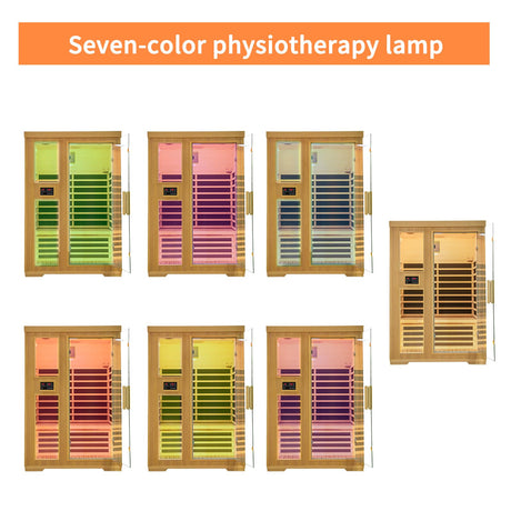 Zugoni 2 Person Far Infrared Indoor Sauna Room,1850w Carbon Canadian Hemlock Wooden Dry Sauna with Dual Control Panel and MP3 Controller, 8 Carbon Zugoni