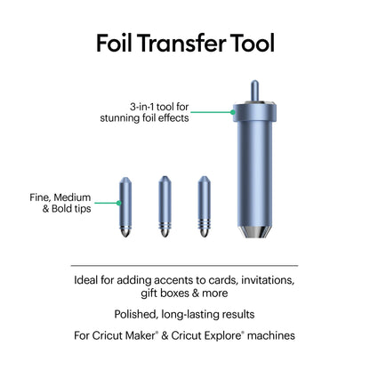 Cricut Foil Transfer Kit, 3 Tips-fine, Medium & Bold, Explore Maker Machines