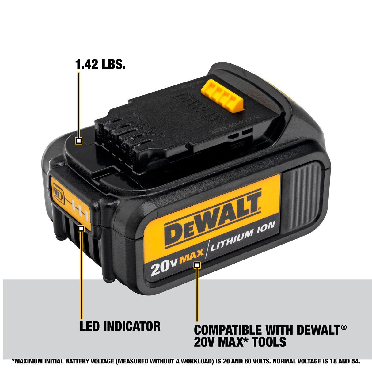 DEWALT 20V MAX Battery with LED Charge Indicator, 3 Amp Hour, 4 Pack (DCB200-4) DEWALT