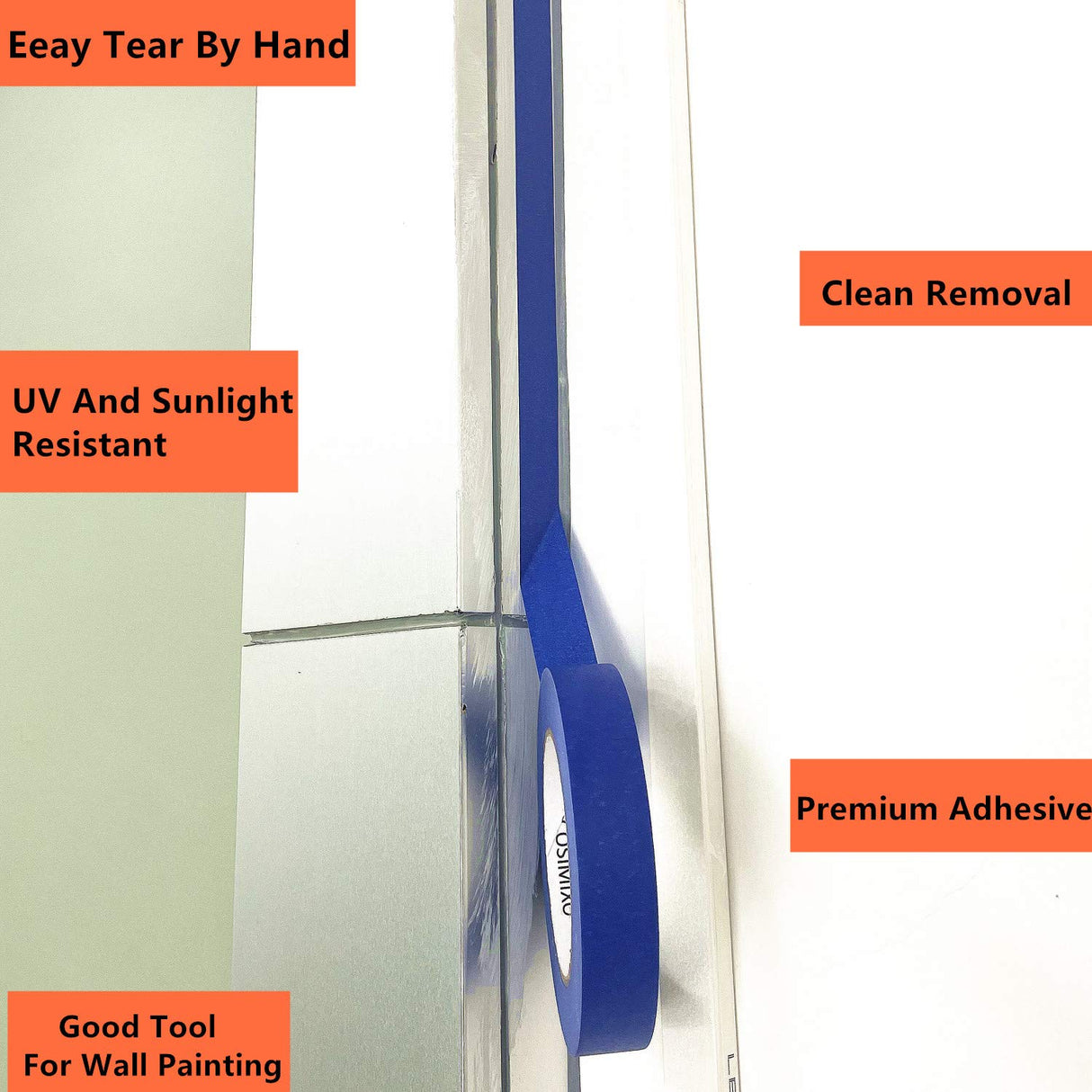 COSIMIXO Blue Original Multi-Surface Painter's Tape,0.94 inches x 60 Yards 6 Rolls Residue Free Wall Painting Blue Masking Tape with Sharp Lines COSIMIXO