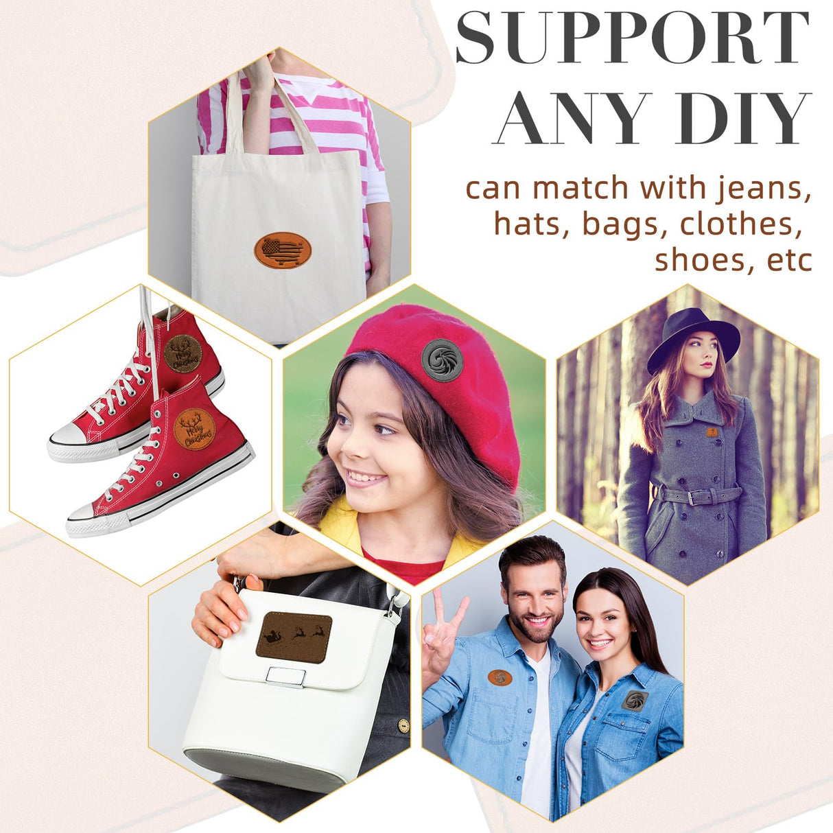 60 Pcs Blank Leatherette Hat Patches Rustic Laser Iron on Sewing Hat Patches with Adhesive Leather Patches for Hats Clothes Repair, 3 x 2 Inches Dunzy