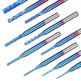 SainSmart Genmitsu 10Pcs Nano Blue Coat End Mill CNC Router Bits, 0.8-3mm, 1/8" Shank SainSmart