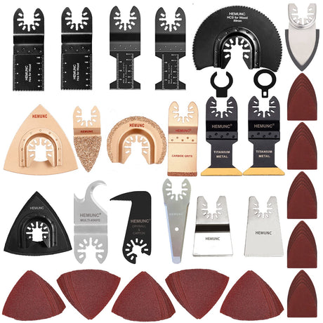 HEMUNC 118PC Oscillating Tool Blades, Oscillating Multitool Saw Blades Accessories Kit HEMUNC